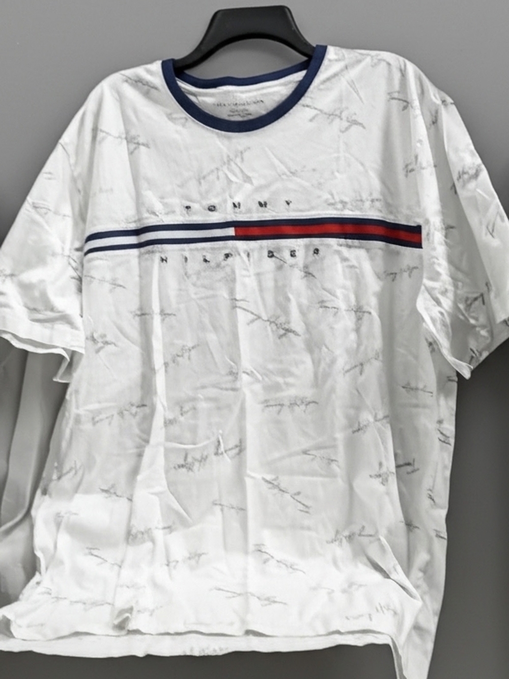 Tommy Hilfiger White Tee with Navy and Red Stripe